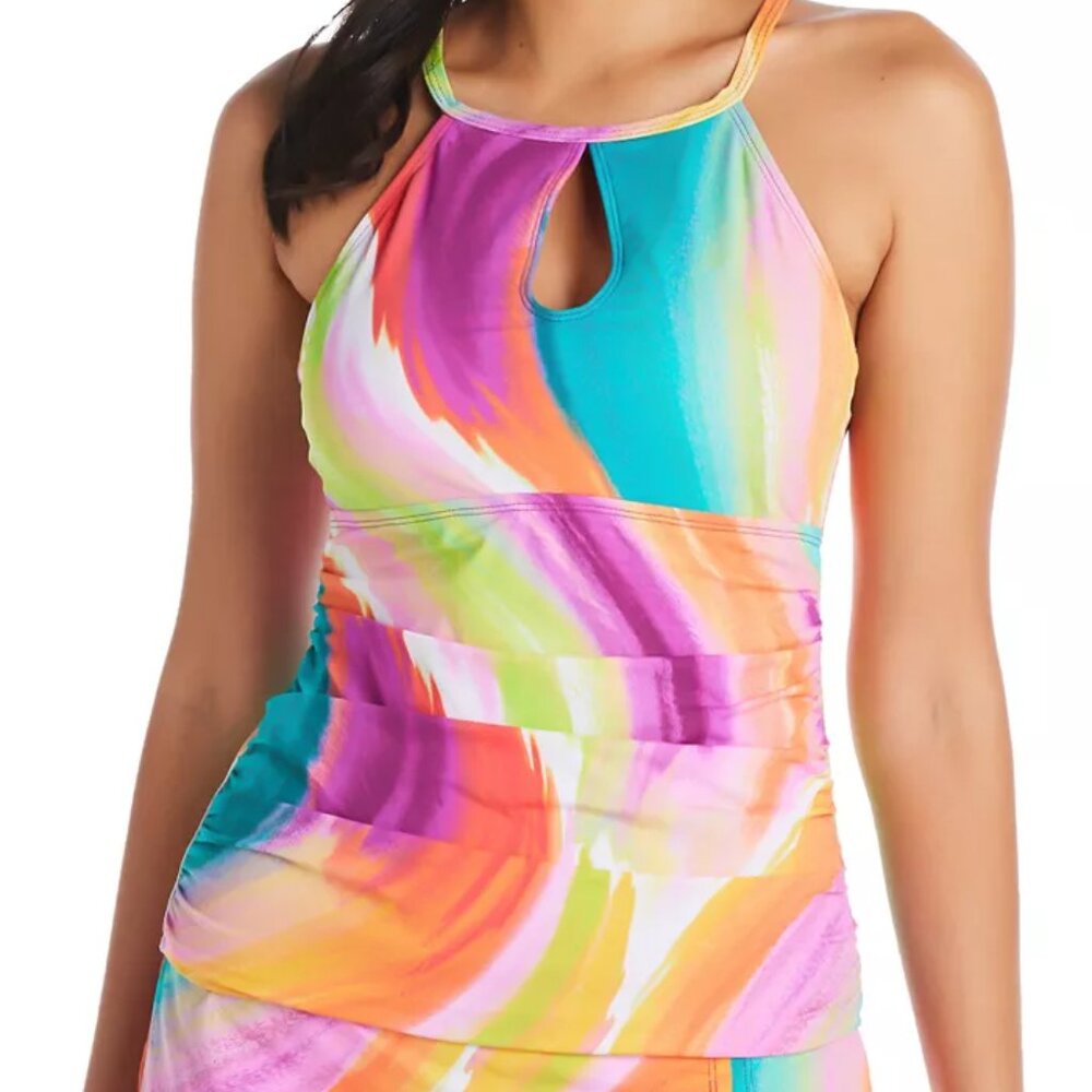 NWoT Bleu Rod Beattie Women's High Neck Tankini Top Size 14 $140 LLL439